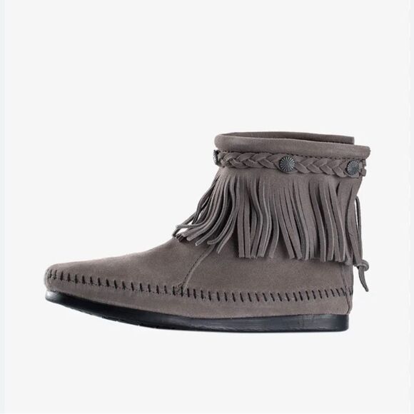 Minnetonka Shoes - Minnetonka High Top Back Zip Boot in gray suede 7.5
